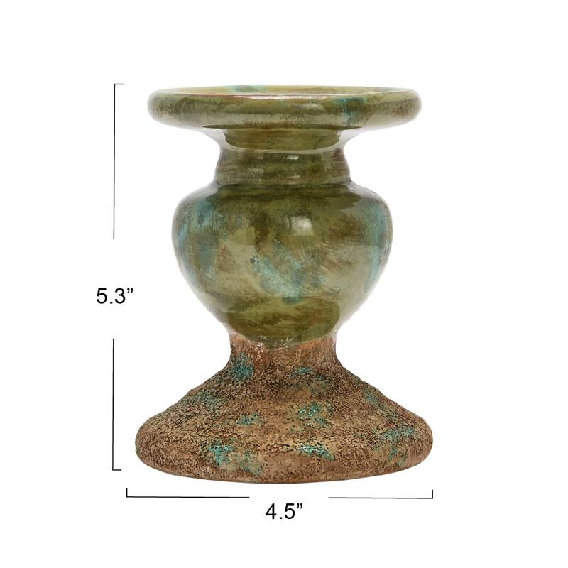 Sculptural Terracotta Pillar Candle Holder