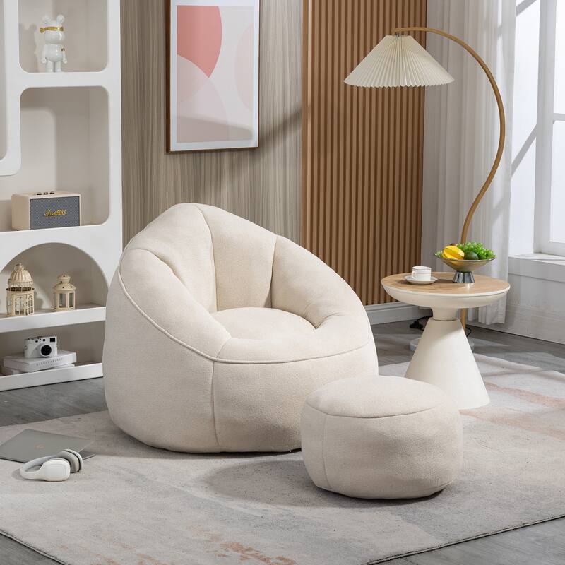 High Pressure Foam Bean Bag Chair with Padded Foam Padding Compressed Bean Bag With Footrest