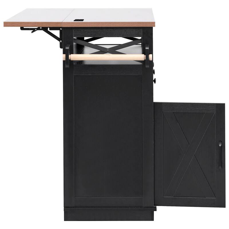 Kitchen Island with Drop Leaf, 3 Doors and 3 Drawers