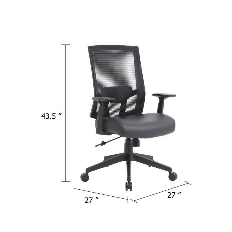 Swivel Task Chair, Black Mesh, Gray Antimicrobial Vinyl, Foam