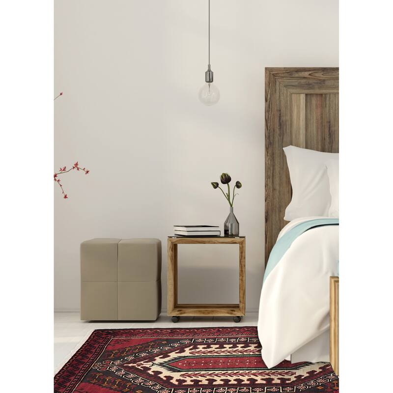 ECARPETGALLERY Hand-knotted Baluch Cream, Dark Red Wool Rug - 3'4 x 5'10