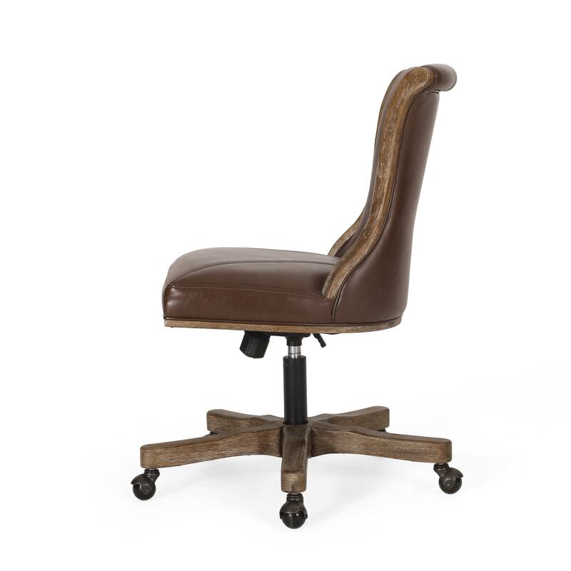 Coulee Upholstered Roll Back Swivel Office Chair by Christopher Knight Home - 24.75" L x 27.75" W x 35.50-40.00" H