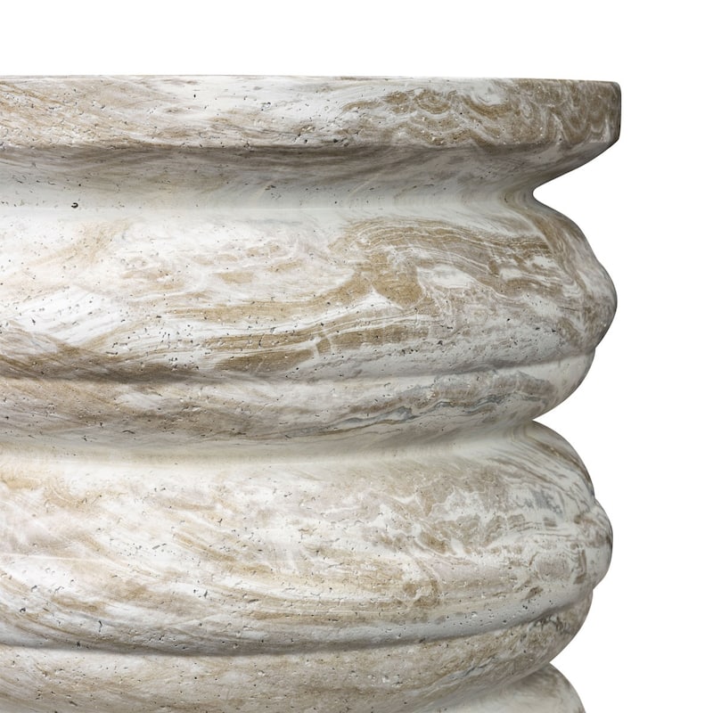 Marq Rounded Tiers Concrete Side Table with Marble Finish