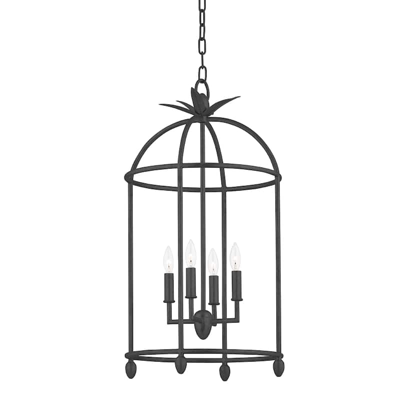 Brooks - Light Pendant - Black Iron/Vintage Gold Leaf Frame