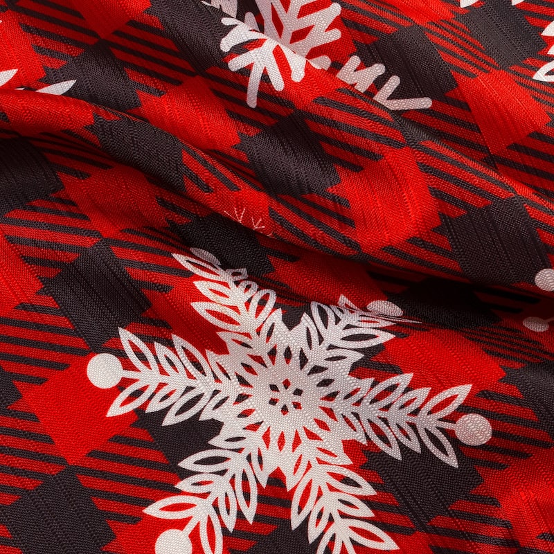 Christmas Plaid Snowfalke Printed Kitchen Curtain