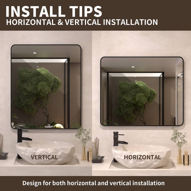 24/30/42/48/60 inch Rectangle Frameless Wall Mounted Bathroom Vanity Mirror