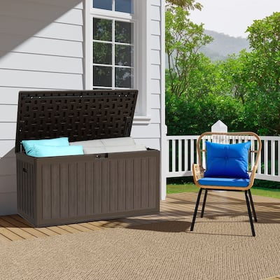 90 Gallons Water Resistant Resin Lockable Deck Box