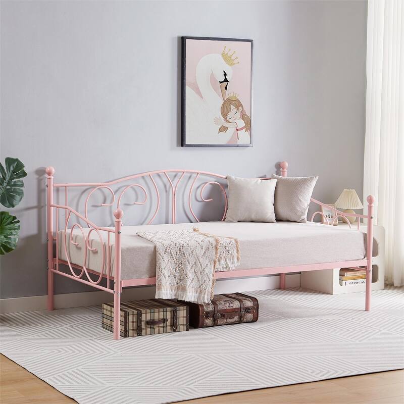 Javlergo Twin Metal Daybed Frame with Slats, Classic Mattress Foundation, No Box Spring Needed