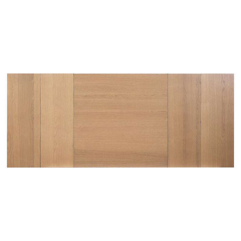 82" Rustic Extendable Dining Table Set: 7-Piece Trestle Table with 6 Upholstered Chairs & 2 Removable Leaves