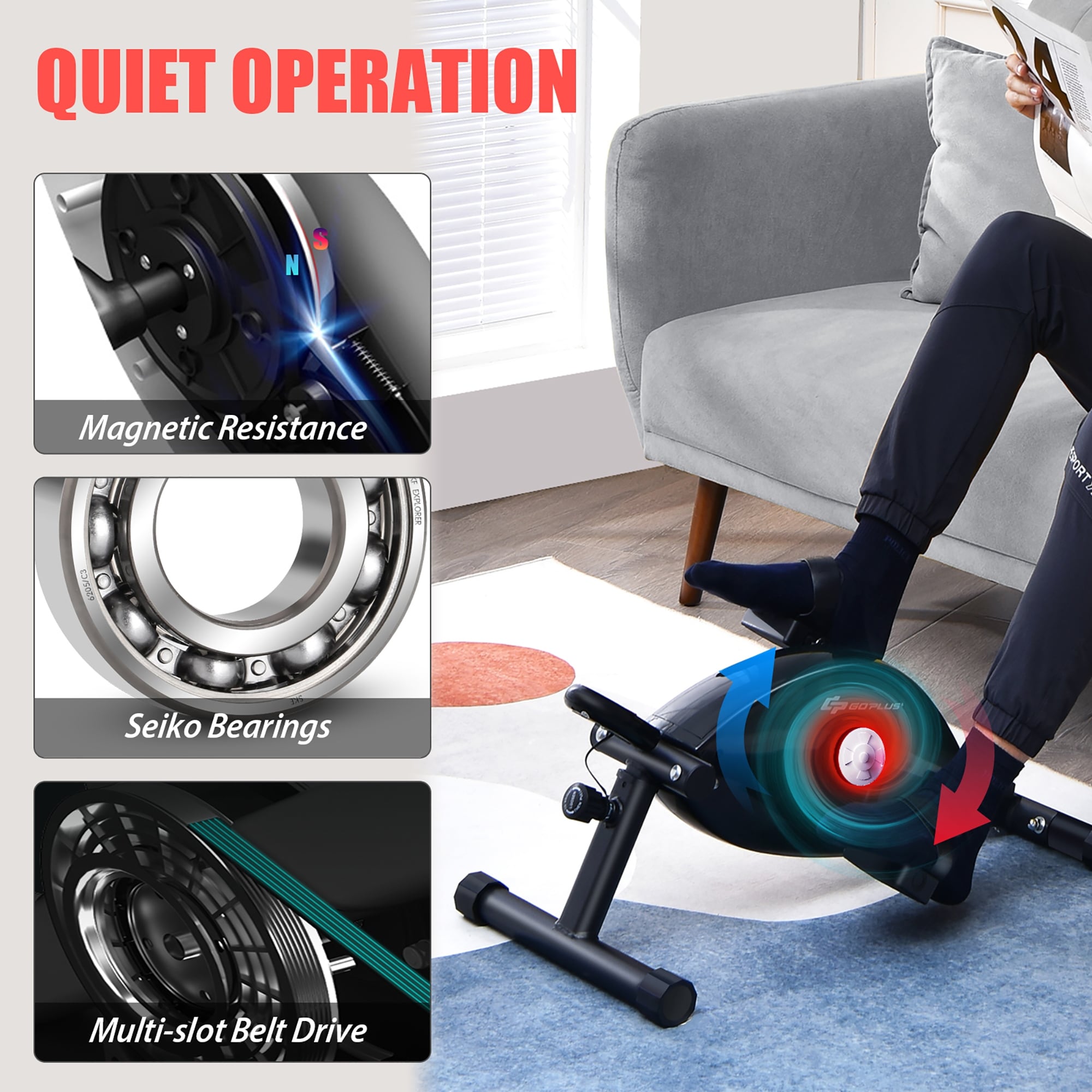 Goplus Portable Under Desk Bike Pedal Exerciser Adjustable