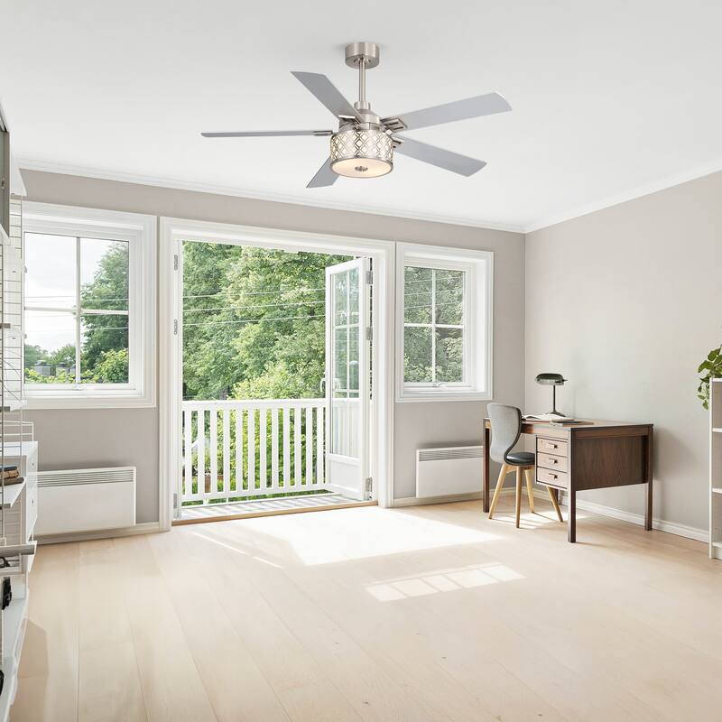 52" Reversible 5-Blade Caged Ceiling Fan with Light and Remote