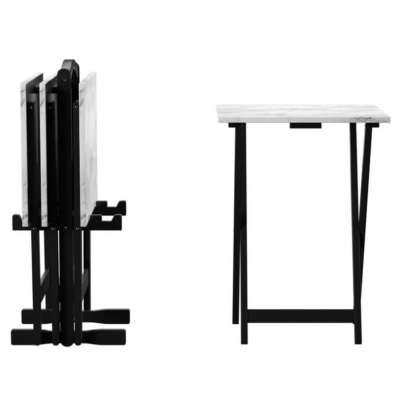 Meisel White Faux Marble Tray Table Set On Sale Bed Bath & Beyond