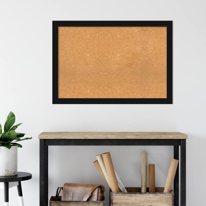 Avon Black Framed Natural Corkboard Bulletin Board, Organization Board, Pin Board