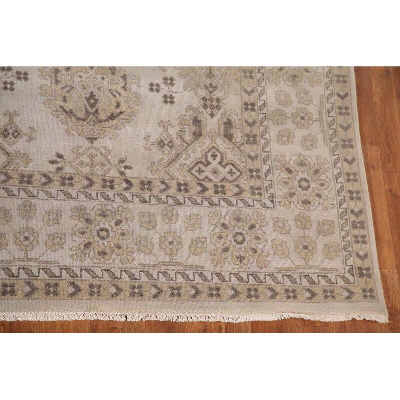 Geometric Oushak Oriental Area Rug Handmade Wool Carpet - 8'10"x 11'11"