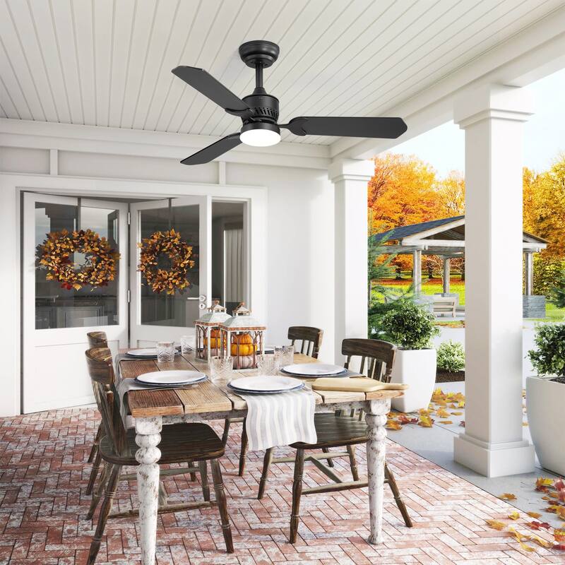 42" Wood Reversible 3-Blade Integrated Ceiling Fan with LED Light and Remote