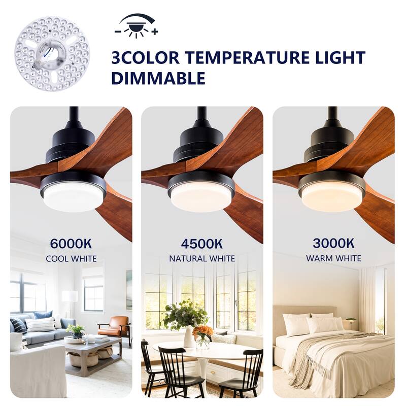 42" Ceiling Fans w/ Lights and Remote, Noiseless Reversible DC Motor