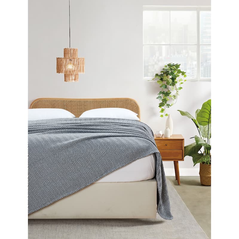 Melange Home Everyday Blanket Collect Yarn Dyed Cotton Blanket - King - Grey