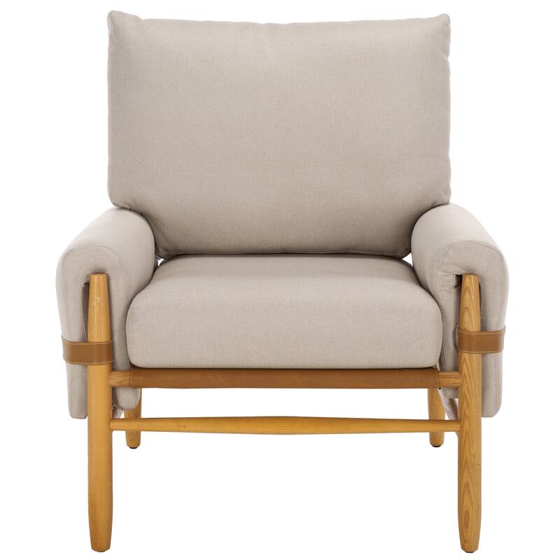 SAFAVIEH Clarice Caramel/Natural Mid Century Arm Chair - 35" W x 32" D x 38" H - 35"W x 32"D x 37"H - Light Grey/Natural