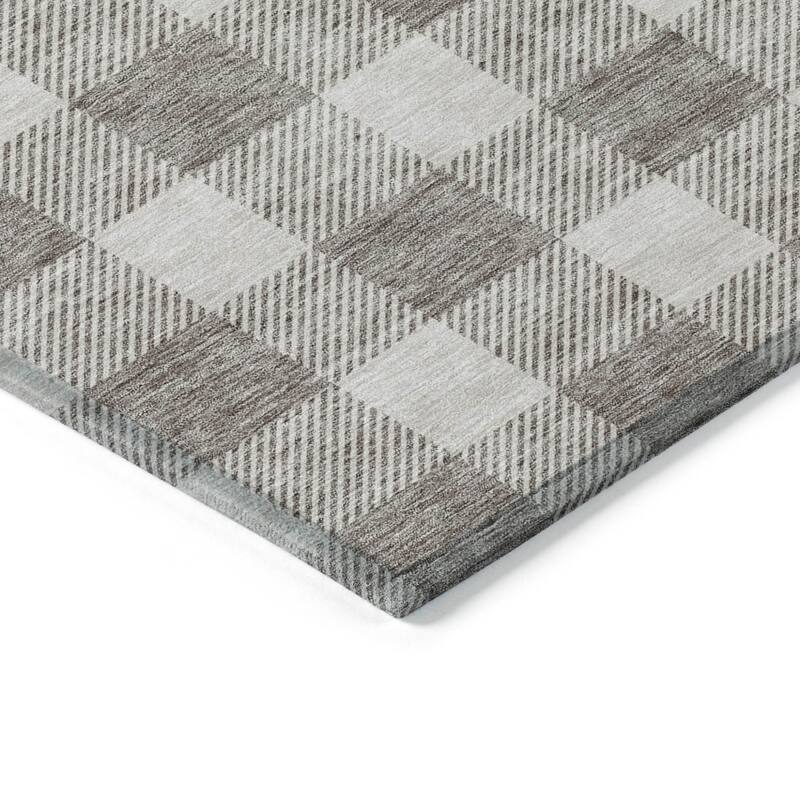 HomeRoots Plaid Transitional Rectangle Outdoor Rug