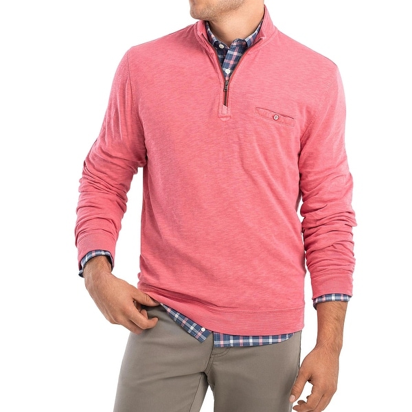 Download Johnnie-O Mens Aloha Casual Shirt 1/4 Zip Mock Neck - Red ...