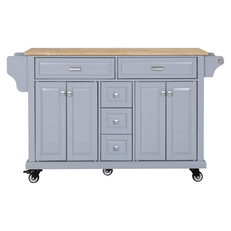Kitchen Cabinet with Adjustable Shelves, Kitchen Island with Drawers, Kitchen Storage Cart with Built-in Spice Rack