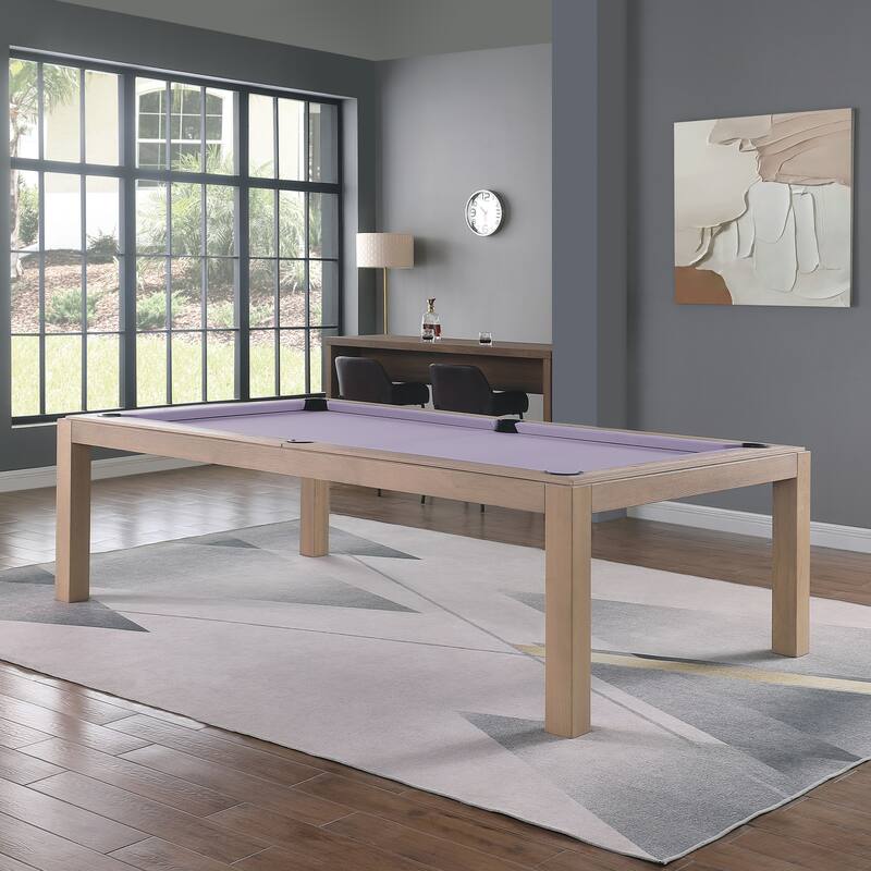 Olivia Driftwood Ash 7ft Billiard Slate Pool Table with Dining TOP - White/Purple