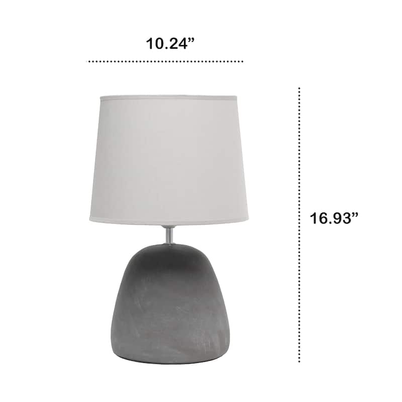 16.93" Organic Modern Concrete Table Lamp, For Living Room, Entryway, Bedroom, Minimalist Accent Lighting, Black Shade