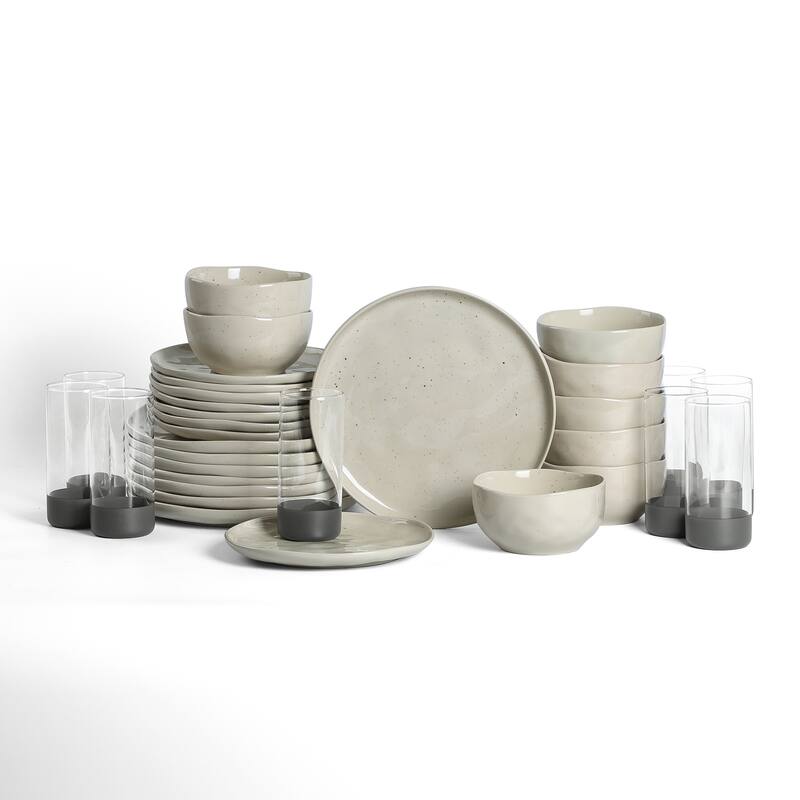 Stone Lain Mirella Stoneware, Borosilicate Glass Dinnerware Set