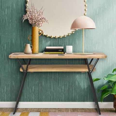Chic Teak Recycled Teak Wood Brux Art Deco Console / Serving Table