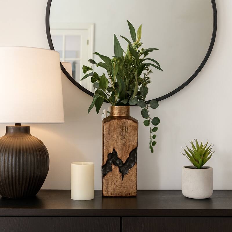 Artistic Table Vase with Fractured Finish for Home Decor