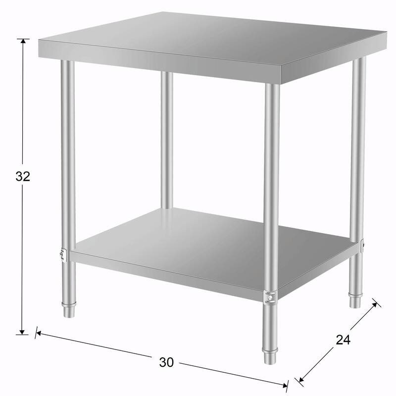 Stainless Steel Work Table - Commercial Table with Wheels & Shelf