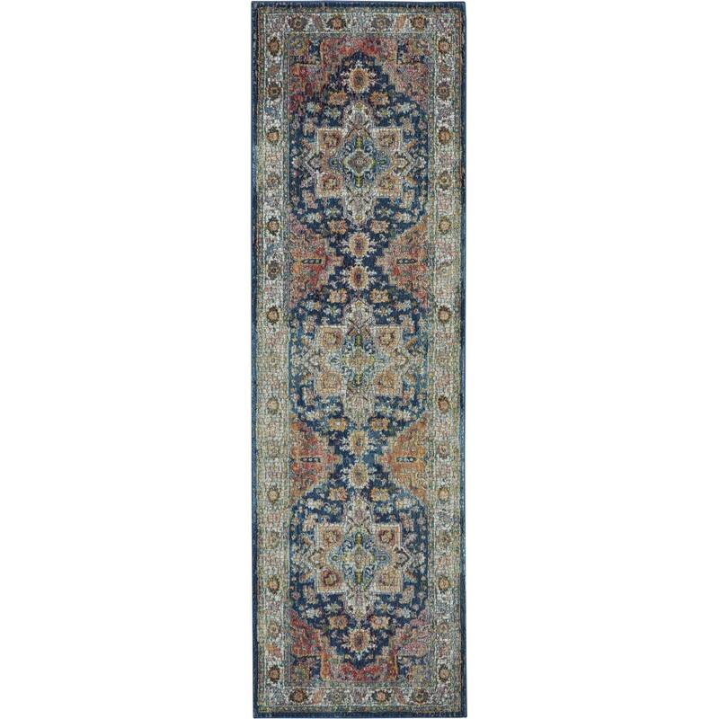 Power Loomed Distressed Abstract Floral Traditional Non Skid Area Rug - 72' X '24' X '0.5