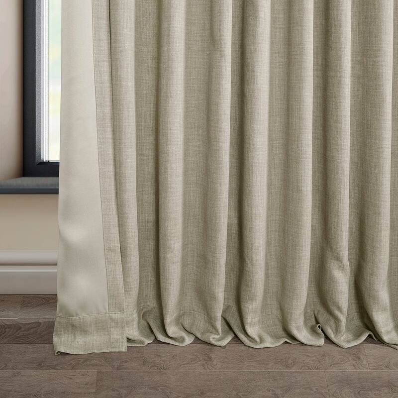 Exclusive Fabrics Faux Linen Extra Wide Room Darkening Curtain Panel