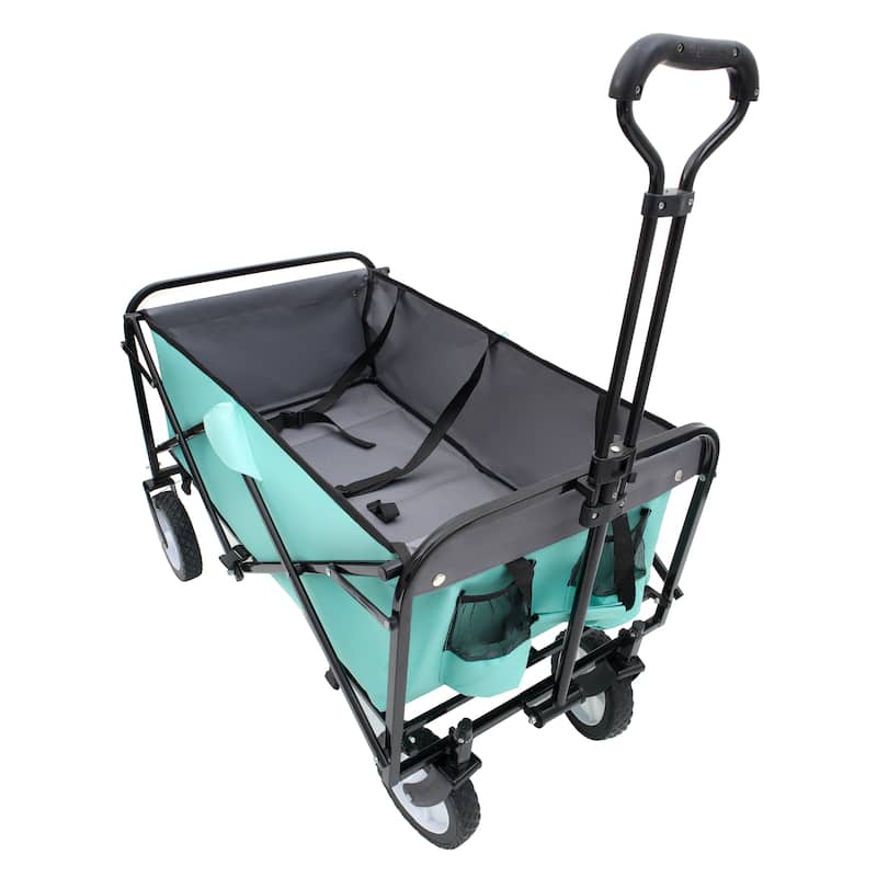 Heavy-Duty All-Terrain Folding Wagon - 360lb Capacity with Storage Straps, Green