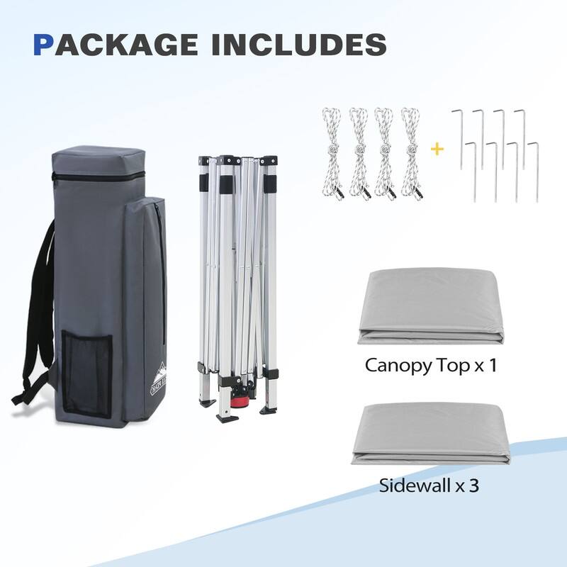 EAGLE PEAK Day Tripper 8x8 Aluminum Super-Lightweight Slant Leg Pop Up Canopy with 3 Removable Walls, Blue