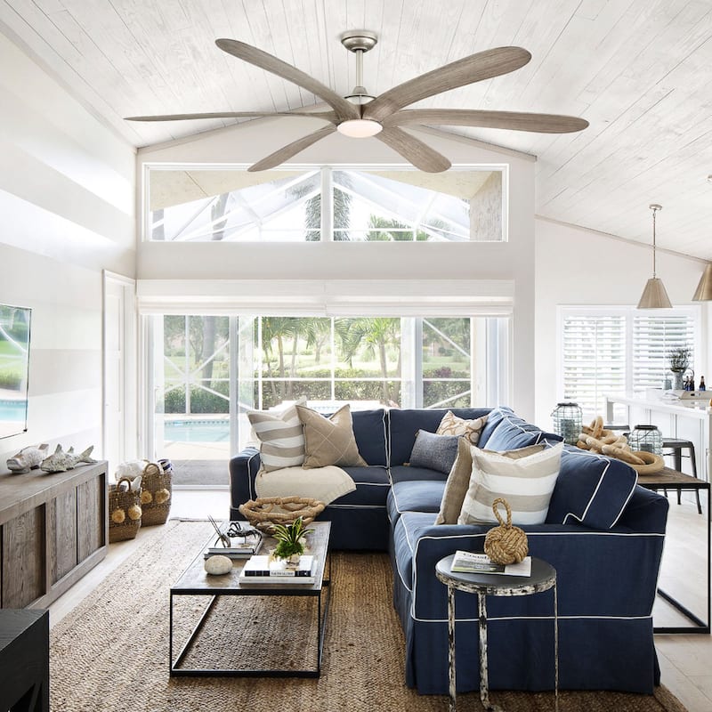72-inch Driftwood 6-Blade Large DC Ceiling Fan with Light and Remote