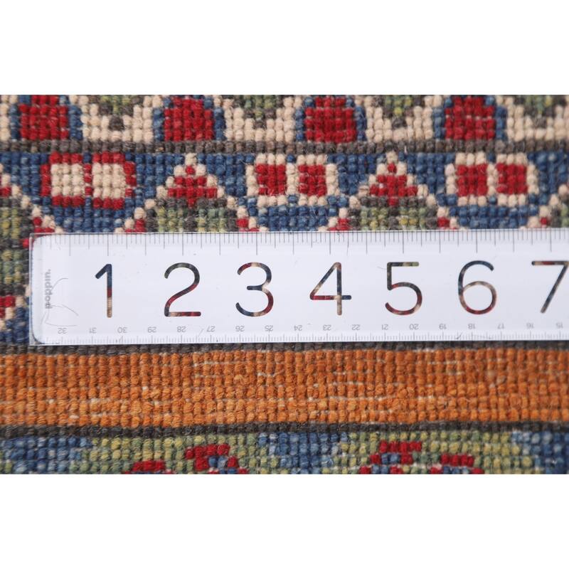 Hand Knotted Oriental 100% Wool Carpet Traditional Geometric Multi-Colored Kazak Runner Rug - 16' 0'' X 2' 5''