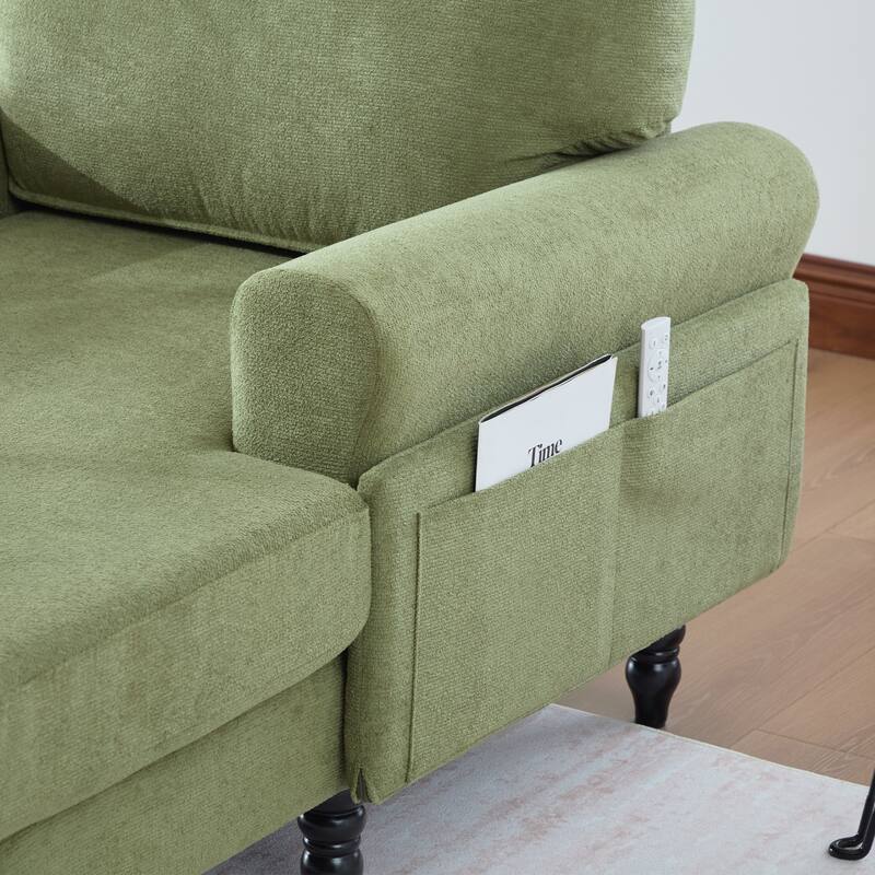 Modern Minimalist Chenille Fabric Chaise Lounge Recliner Single Sofa Living Room Bedroom