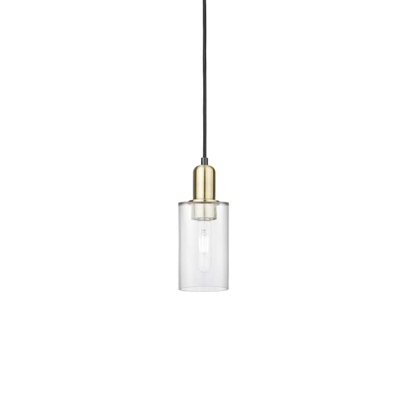 Innovations Lighting 716-1P-10-5 Clymer Pendant Clymer 5" Wide Mini - Black Antique Brass / Clear