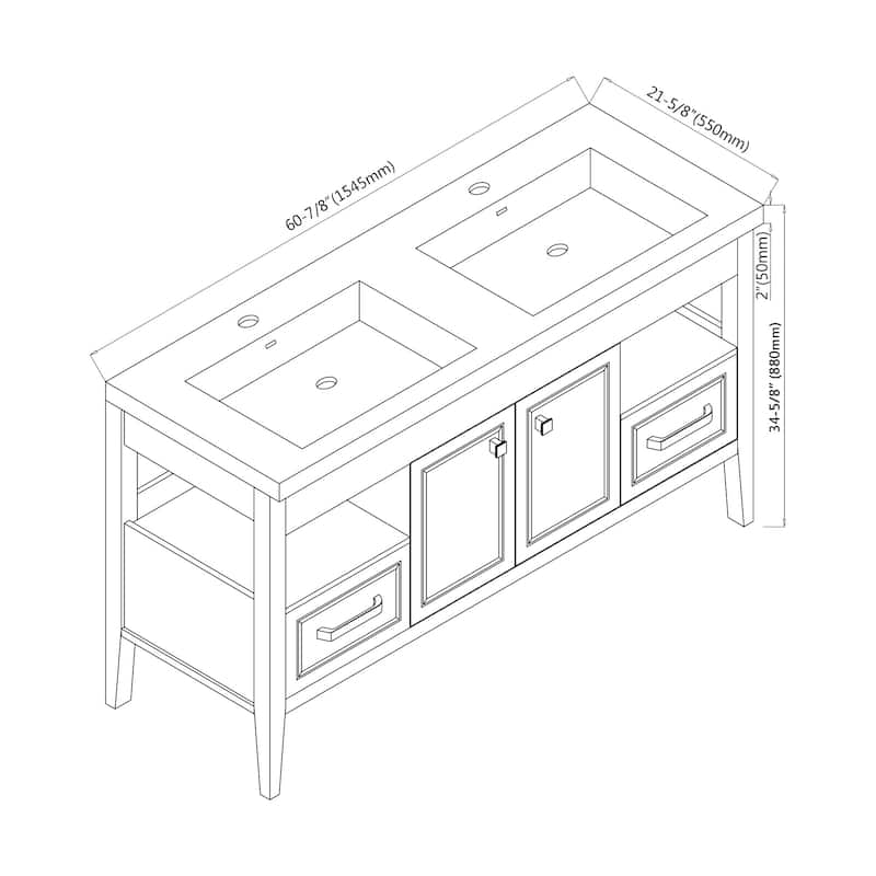 Tarkington 60" Double Bathroom Vanity Set