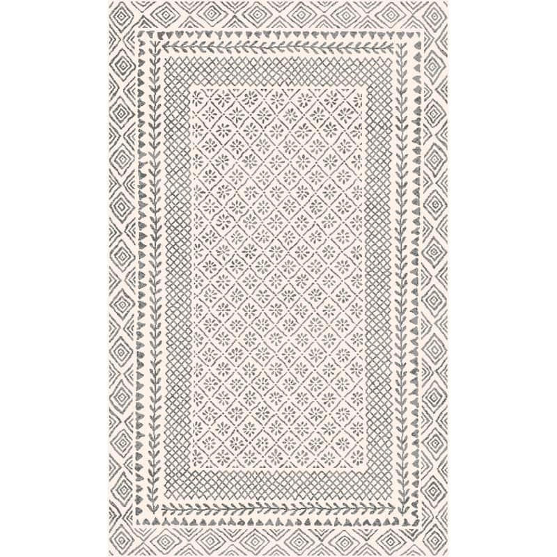 Livabliss Bahar Eclectic Border Area Rug