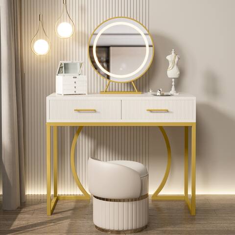 Makeup Vanity Dressing Table with Mirror, Vanity Desk with Drawers
