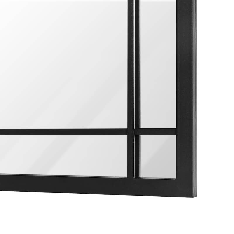 Glitzhome 23.62"D Black Metal/Glass Round or Arched Wall Hanging Mirror