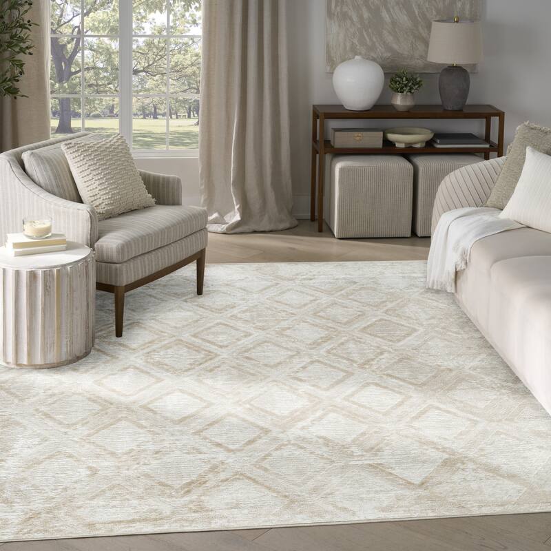 Nourison Dekor Indoor only Diamond Area Rug - Ivory/Beige - 7'10" x 9'10"