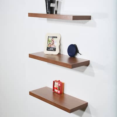 Set of 3 Modern and Contemporary JD Walnut Floating Shelf - 9.25*23.62*1.5 inches