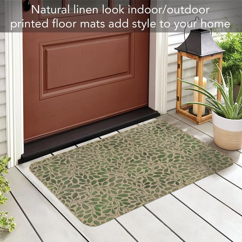 Verde Garden Decorative Indoor/Outdoor Natural Linen Look Floor Mat with Recycled Rubber Back Made in The USA 29.5” x 17.75”