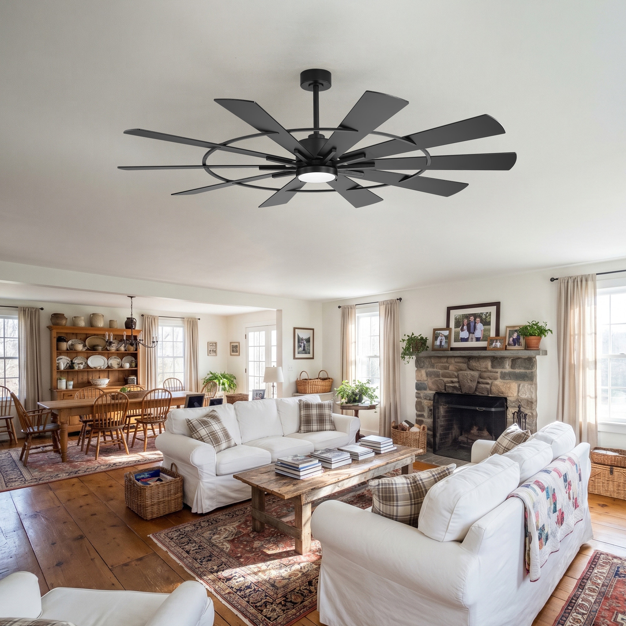 Airsurfer 62 in Ceiling Fan with LED Light and Remote, 10 Blade DC Motor Fan, Dimmable Reversible Quiet Fan