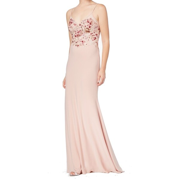 Xscape Pink Women's Size 12 Floral Embroidered Gown Prom Dress