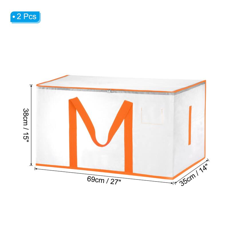 2 Pcs Extra Large Moving Bags with Handles and Zipper - Transparent Orange