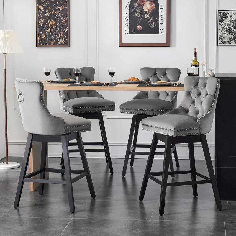 26"/29" Velvet Swivel Counter and Bar Height Stools (Set of 1/2/3/4)
